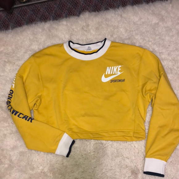 yellow nike crop hoodie